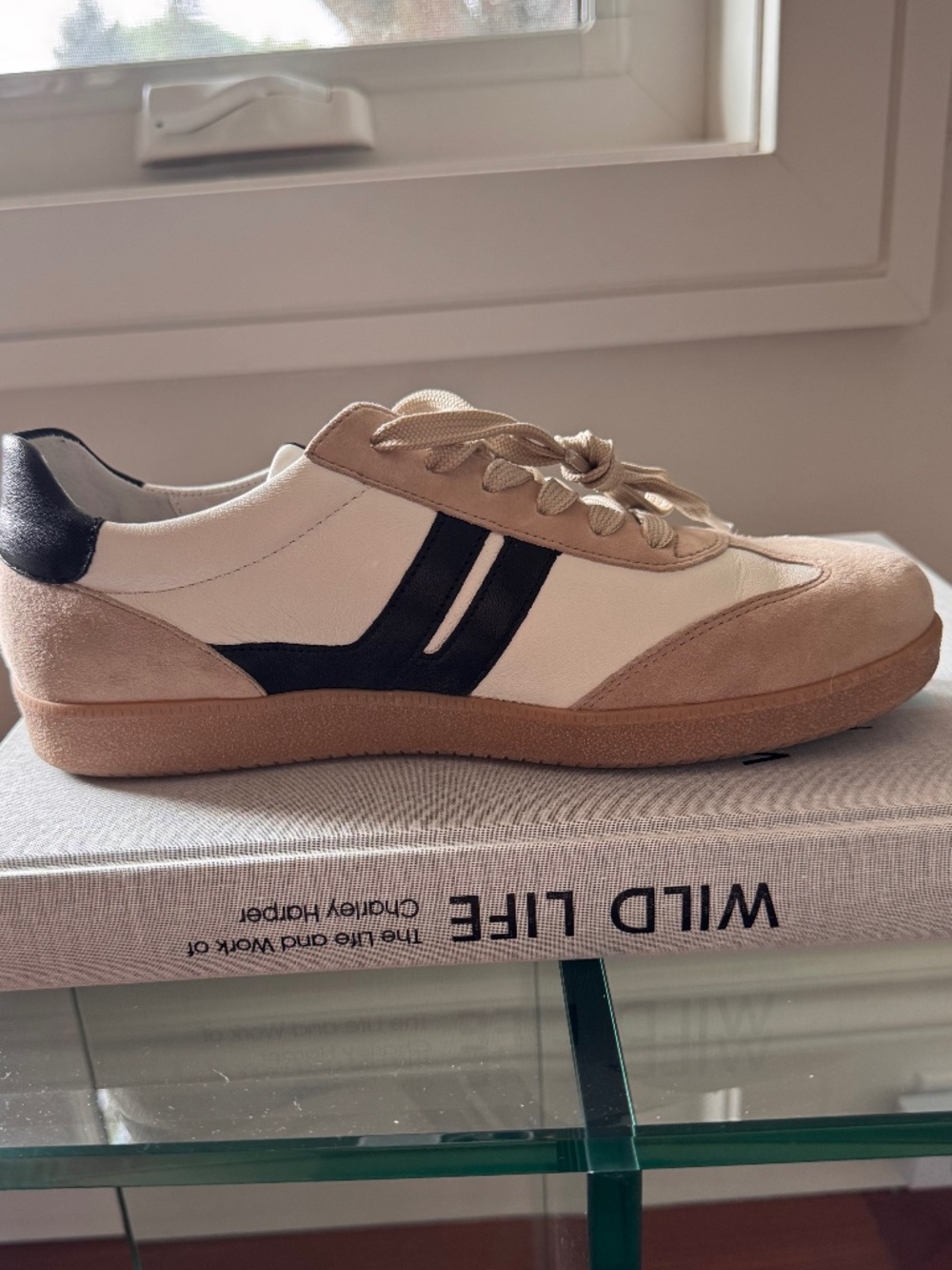 Gabor Leather Sneakers | White & Beige Lace-Up | Size UK 6.5 / Fits US 8.5